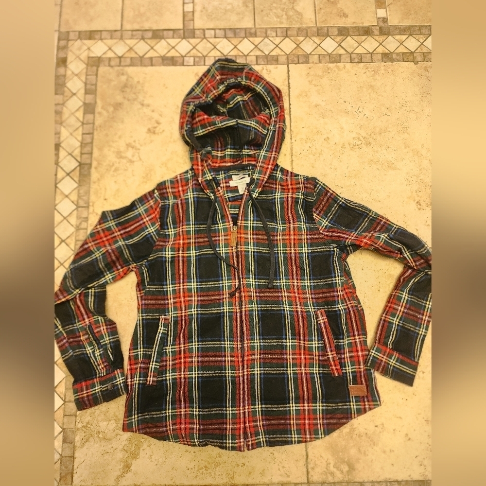 L.L.Bean Plaid Full Zip Hooded Jacket